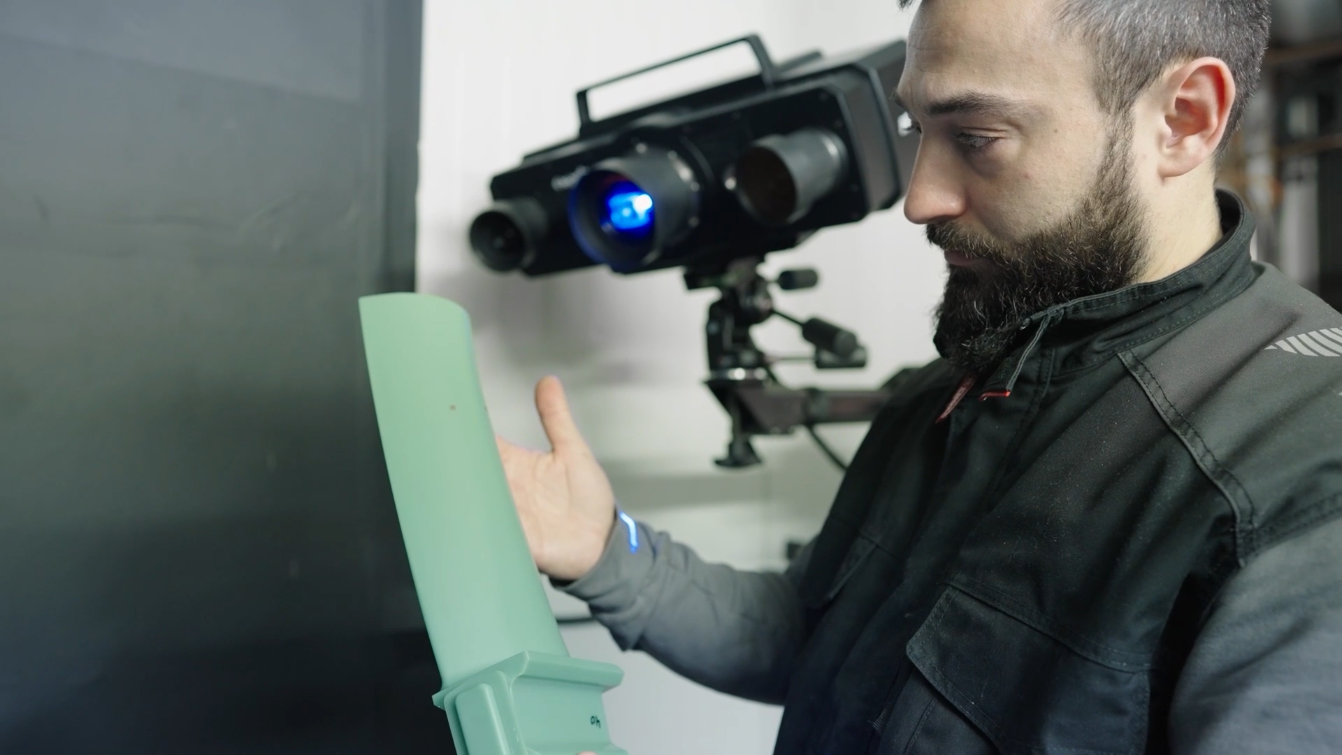ZEISS ATOS 5 sensor used manually to inspect the wax models..