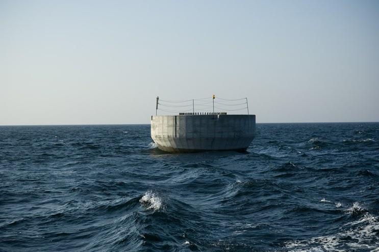 Concrete foundation anchored offshore