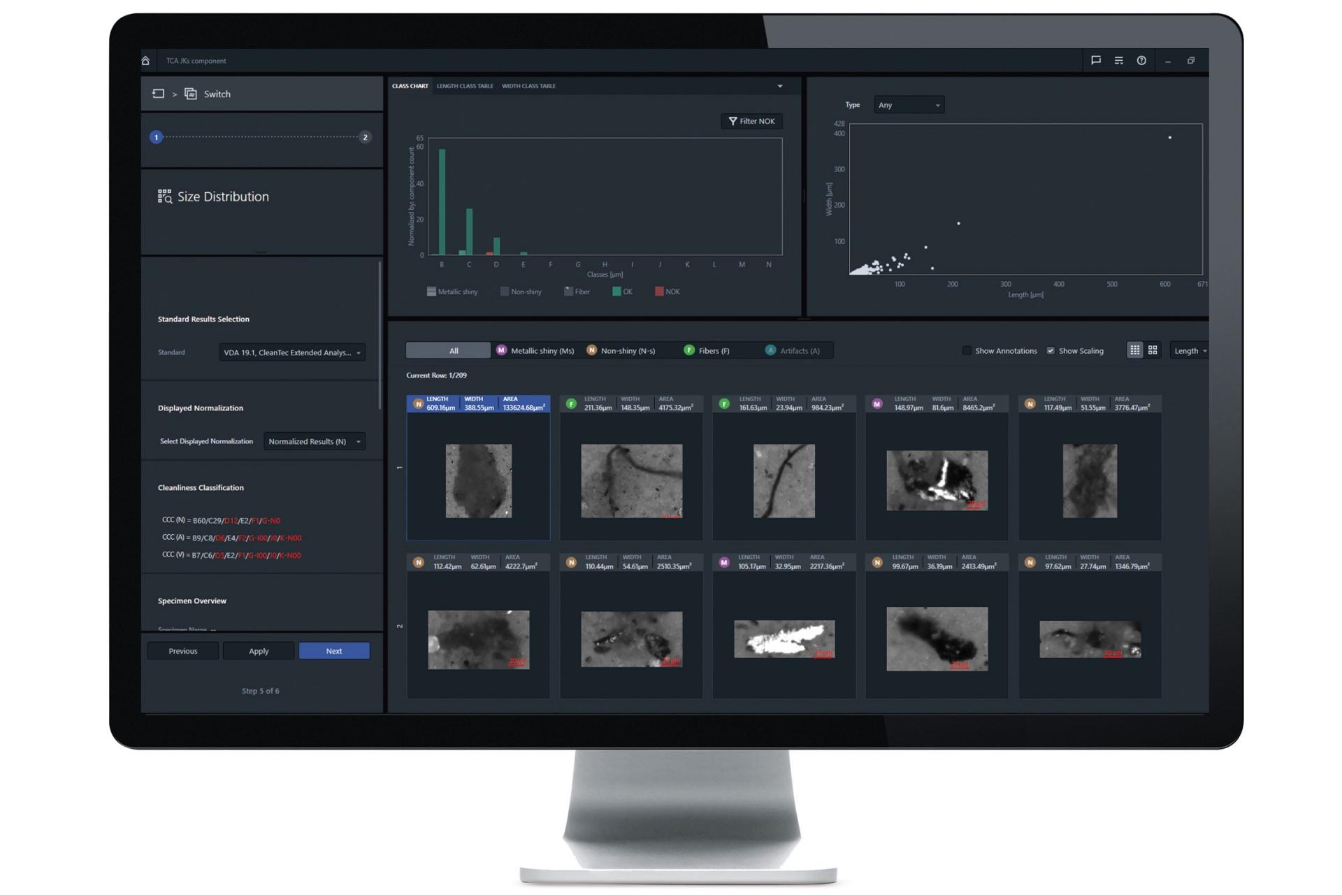 evaluation with ZEISS ZEN core Technical Cleanliness Analysis