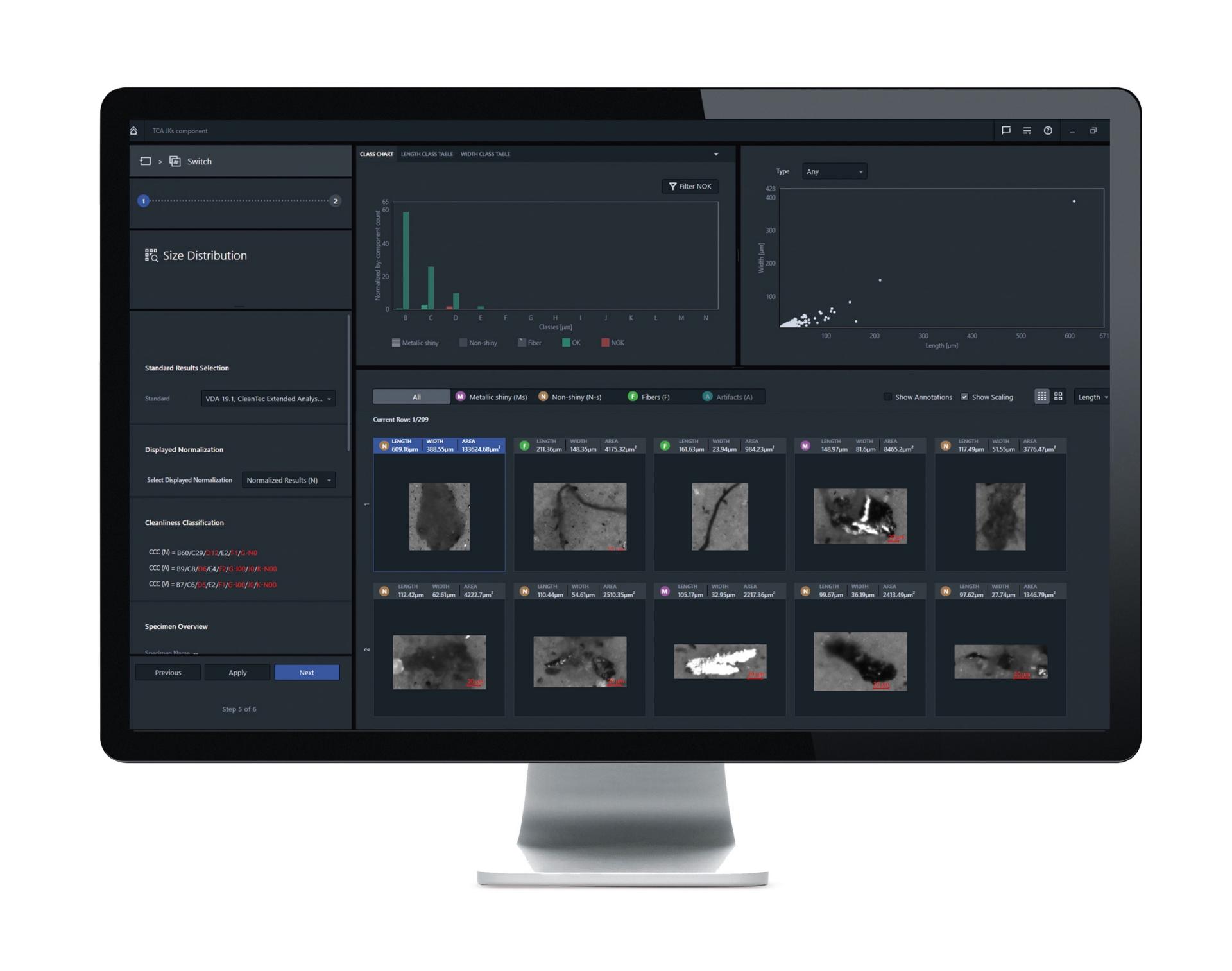 evaluation with ZEISS ZEN core Technical Cleanliness Analysis