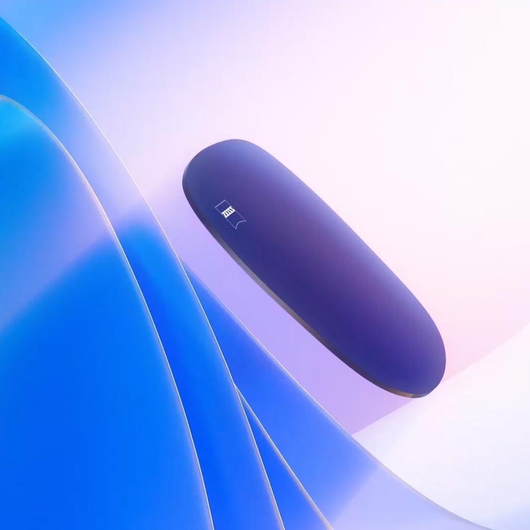 3D CGI illustration of a tinted lens floating towards a light source, effectively blocking harmful UV rays.