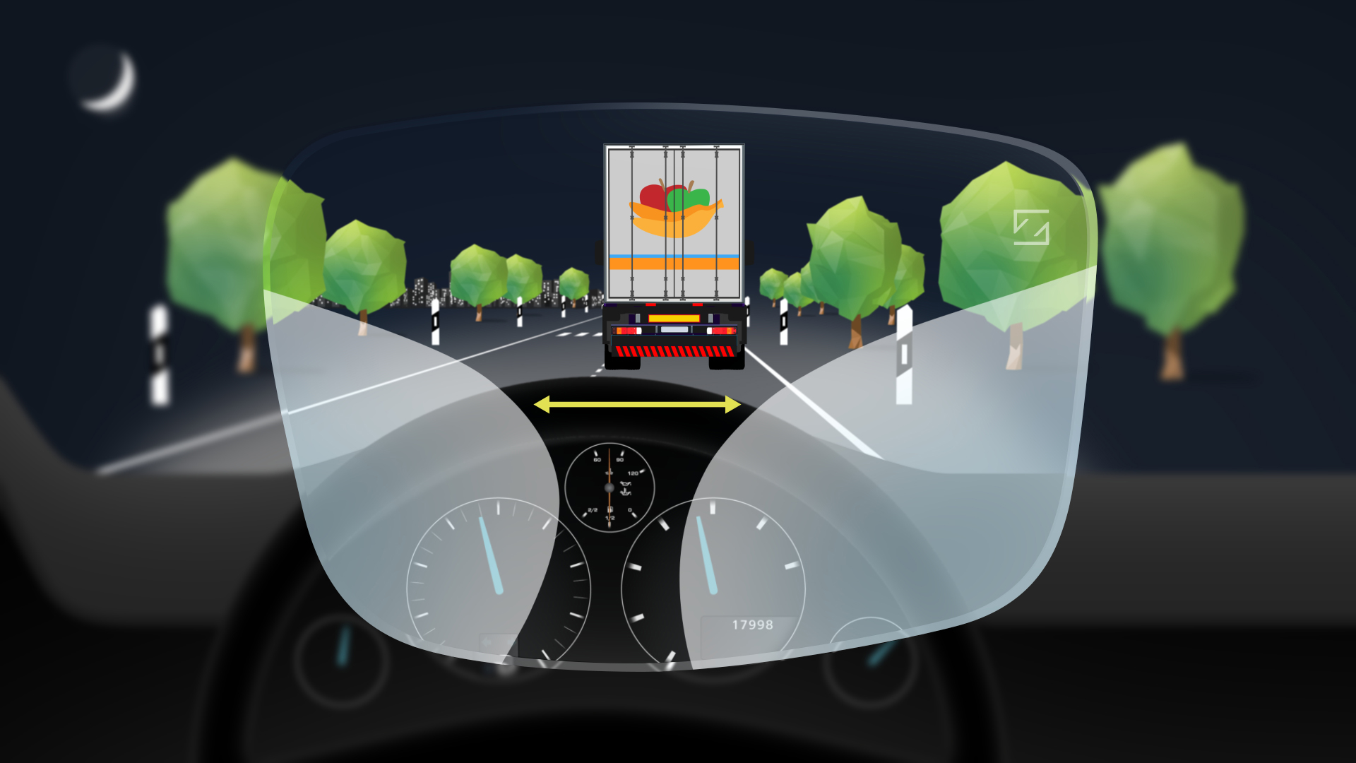 Up to 43% larger** mid-distance zone for easier focus switching between dashboard and mirrors. And up to 14% larger far-distance vision zone for a wider view of the road.