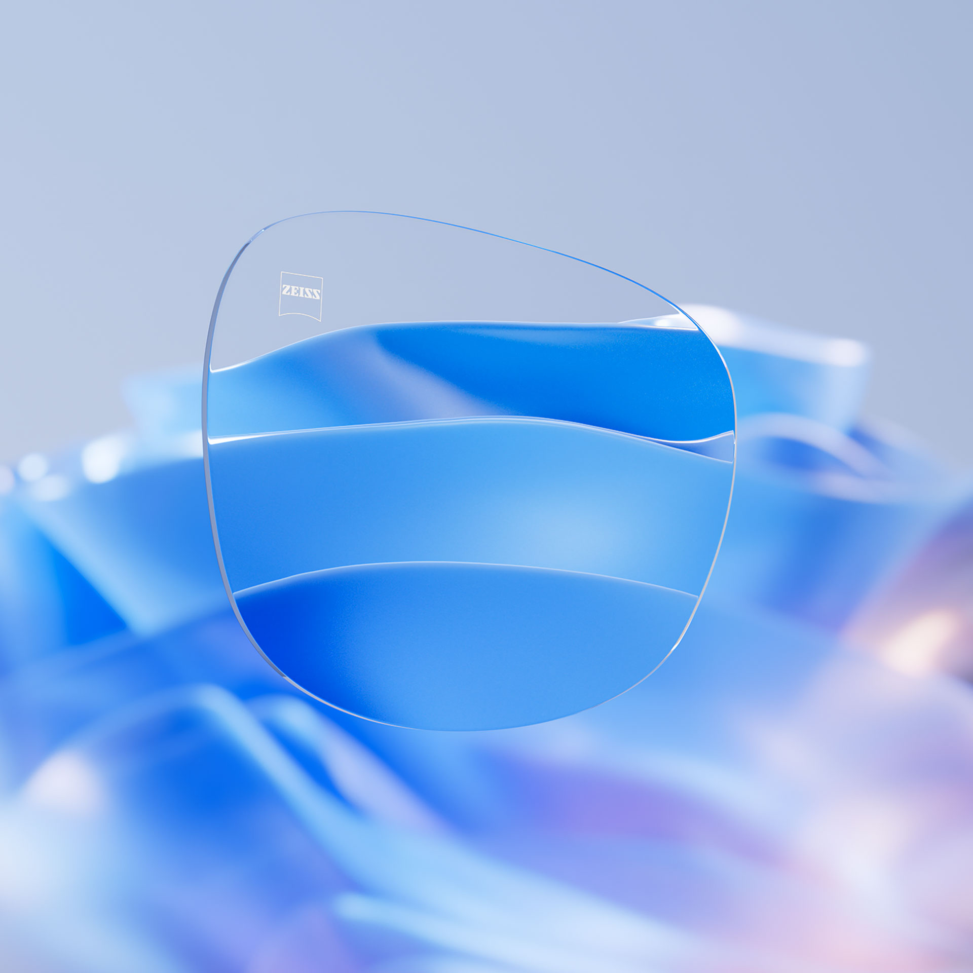 A person wearing conventional eyeglasses on a busy street with multi-exposure effects. 